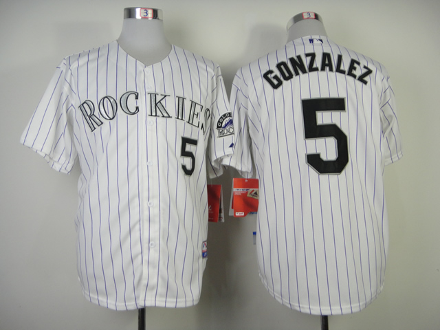 Men Colorado Rockies #5 Gonzalez White MLB Jerseys->colorado rockies->MLB Jersey